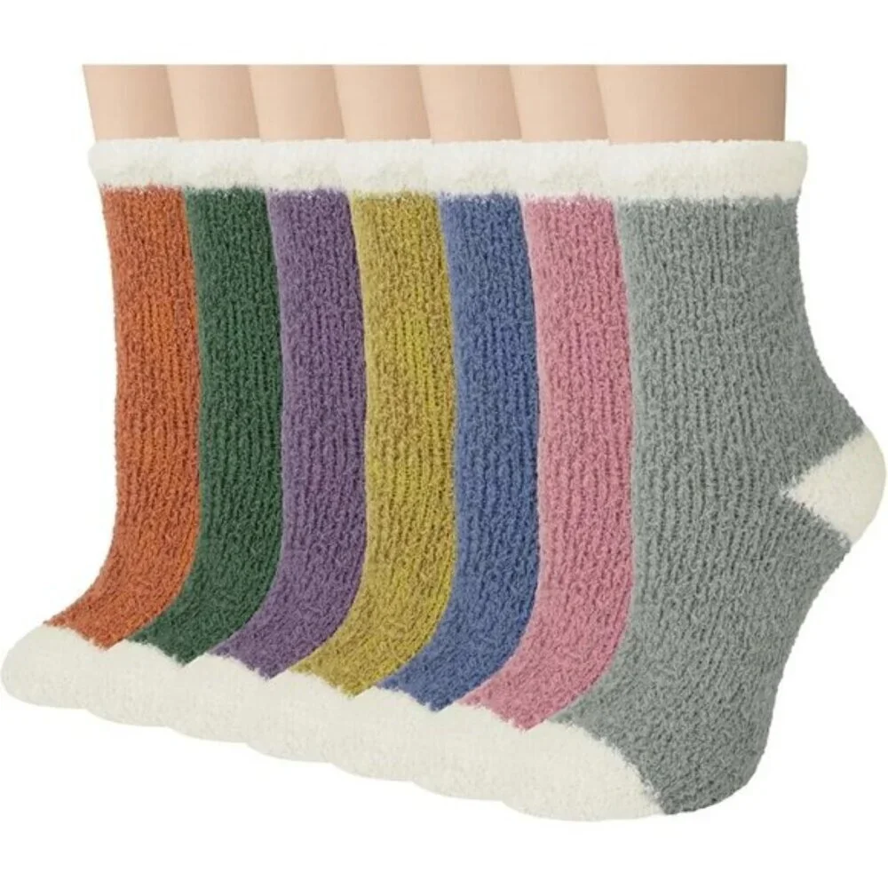 7-Pair Women’s Fuzzy Socks Cozy Warm Fluffy Christmas Winter Gift Set